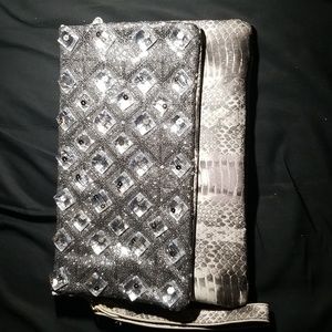 SEXY SPARKLEE SEQUINED ANIMAL PRINT PAULA ROSSI ENVELOPE CLUTCH BAG PURSE PARTY